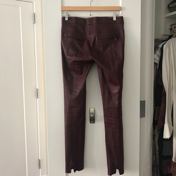Marissa Webb Oxblood Red Leather Skinny Pants Sz 4 - Picture 8 of 9